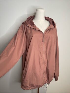 Bomber Parka Dusty Pink Hooded Windbreaker Coat Large Lightweight Jacket